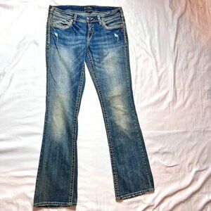 Silver Jeans Aiko Women's Size W32 L35 Mid-Boot- 99% Cotton - Embroidered Denim